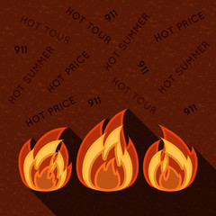 Symbol of fire on grunge background