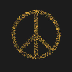 Religions Peace Shape - Yellow