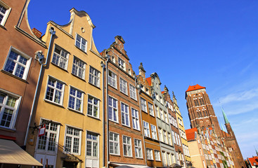 Colourful old buildings in City of Gdansk, Poland