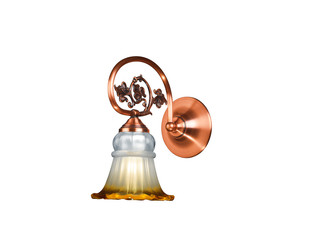 Ornamental vintage wall lamp isolated on white with clipping pat