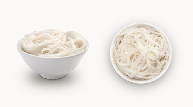 Fresh Noodle In A Bowl  On A White Background