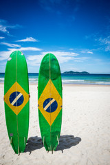 Couple of Surfboard of Brazil, at Ilha Grande Tropical Island, L