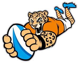 Naklejka premium rugby leopard mascot