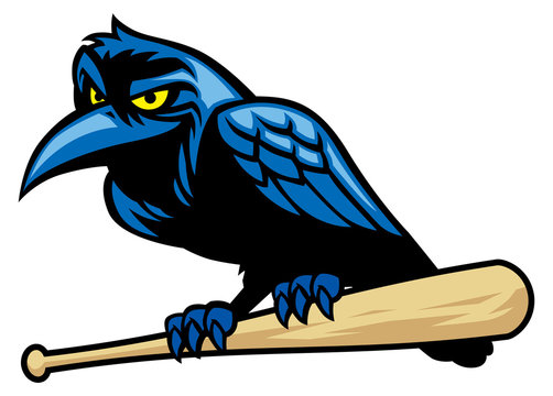 raven mascot and the baseball bat
