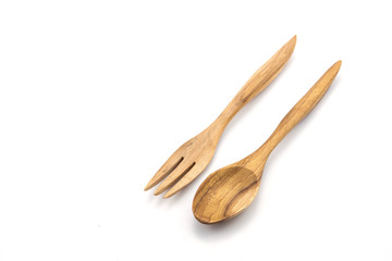 spoon wood on white background