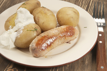 Boiled Young potatoes with sausage