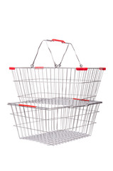 Shopping supermarket trolley isolated on the white