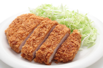 Japanese pork cutlet on white background