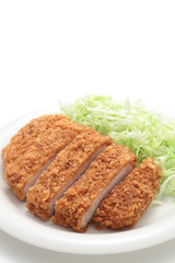 Japanese pork cutlet on white background