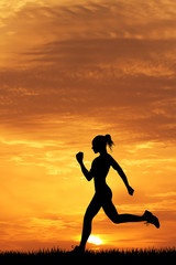 girl running at sunset