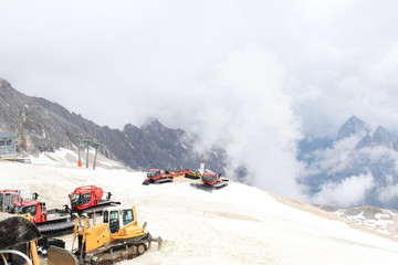 Snowmobile at Zugspitze mountain