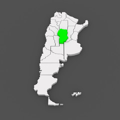 Map of Cordova. Argentina.
