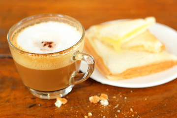 Bread and a cup of delicious coffee.