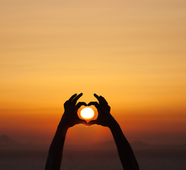 Tramonto, cuore, sole