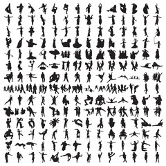 Set of Hundreds Dancers Silhouettes