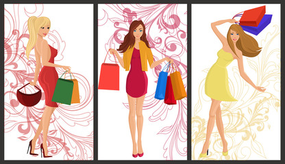 Shopping girl banner