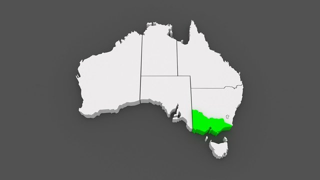 Map of Australia. 3d
