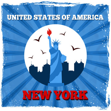 New York USA retro poster