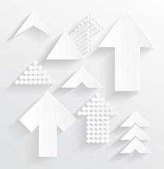 Set of white different paper arrows