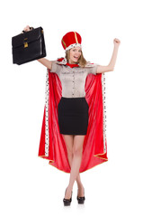 Woman queen isolated on the white