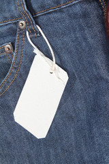 Blue jeans pocket with price tag