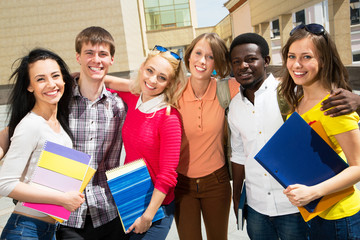 Group of diverse students outside