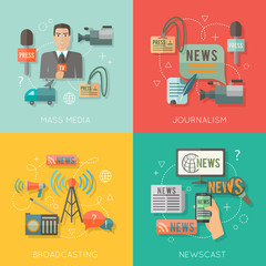 Mass media concept flat business composition