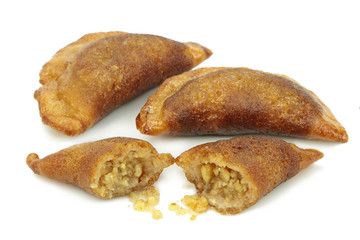 Turkish sweet isolated on white background. ( Tas kadayif )