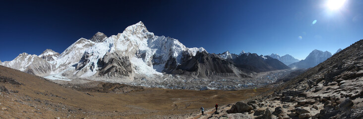 Mount Everest, Lhotse und Nuptse von Kala Patthar - Panorama