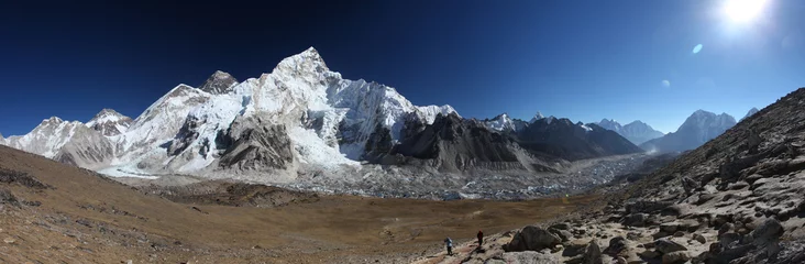 Fotobehang Mount Everest, Lhotse en Nuptse vanaf Kala Patthar - panorama © Tarik GOK