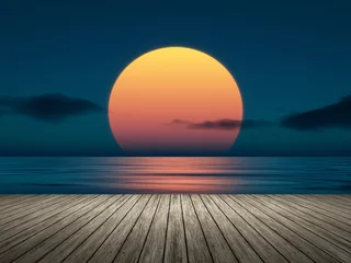 Fotobehang Zonsondergang aan zee grote zonsondergang