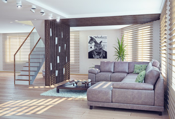 living room interior. 3d concept - obrazy, fototapety, plakaty