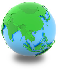 Asia on the globe