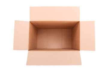 open brown carton box isolated on white