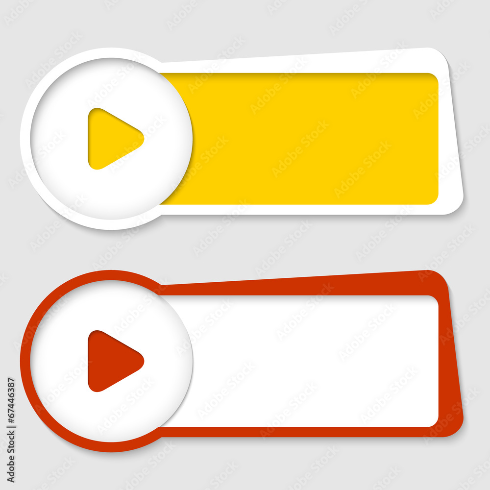 Poster set of two frames for insertion text with play symbol