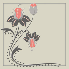 Postcard with abstract flowers