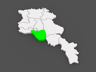 Map of Ararat. Armenia.