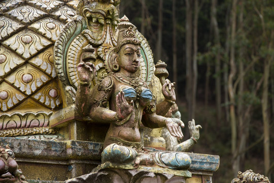 Hindu gods and demons on a temple, Sri Lanka