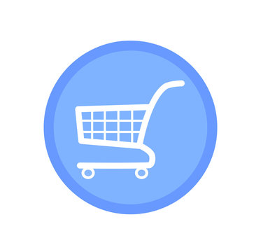 Blue shopping cart icon.