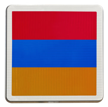 drapeau arm&eacute;nien sur panneau de signalisation