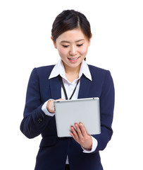 Business woman touch on tablet