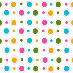 Flowers and dots seamless pattern