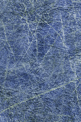 Fototapeta na wymiar Artificial Eco Leather Dark Blue Crumpled Texture Sample