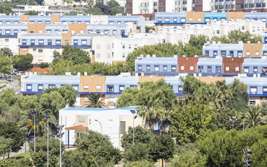 Obraz premium the neighborhood of the blue roofs