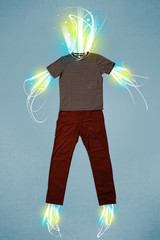Energy beam in casual clothes concept