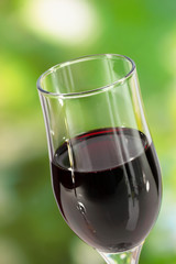 Wine in glasses close-up on nature background