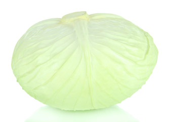 Fototapeta premium Whole green cabbage isolated on white