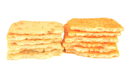 Delicious crackers isolated on white