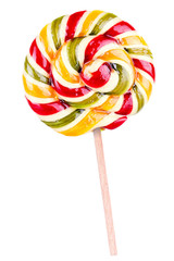 Bright colorful lollipop over white background