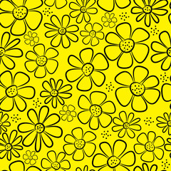 chamomile flowers seamless pattern